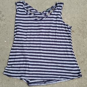 Carol Rose cross back tank navy & gray stripe medium